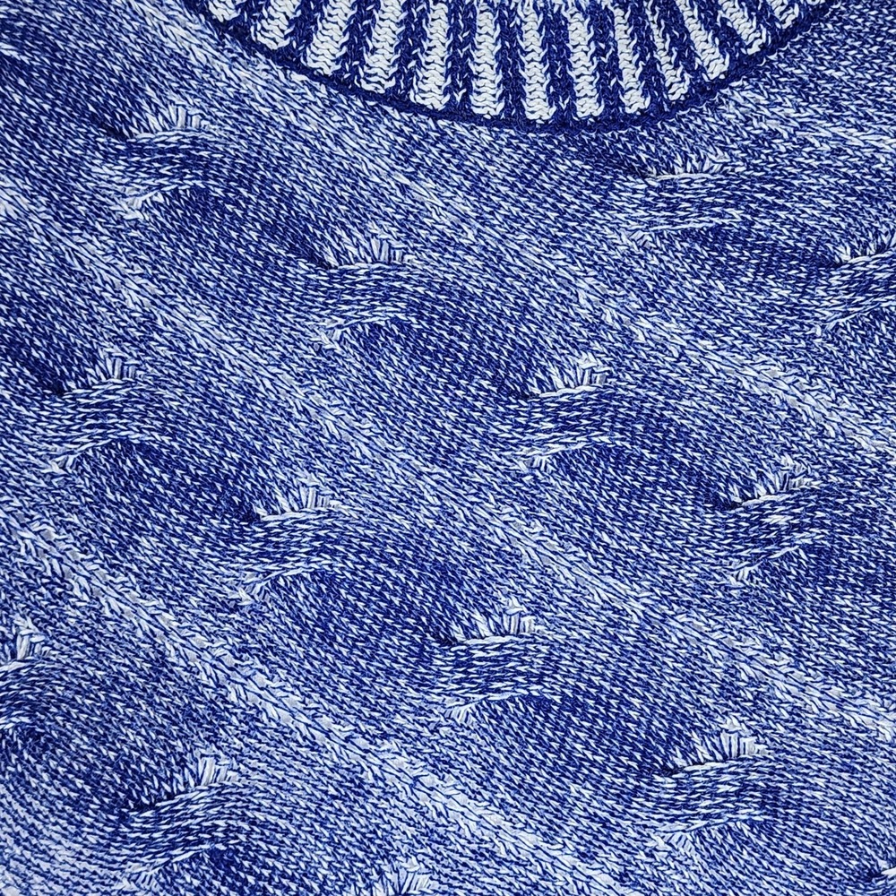 Cable Knit‎ Long Sweater Womens Small Asymmetric Knit Marled Blue Long Sleeve - Picture 3 of 12